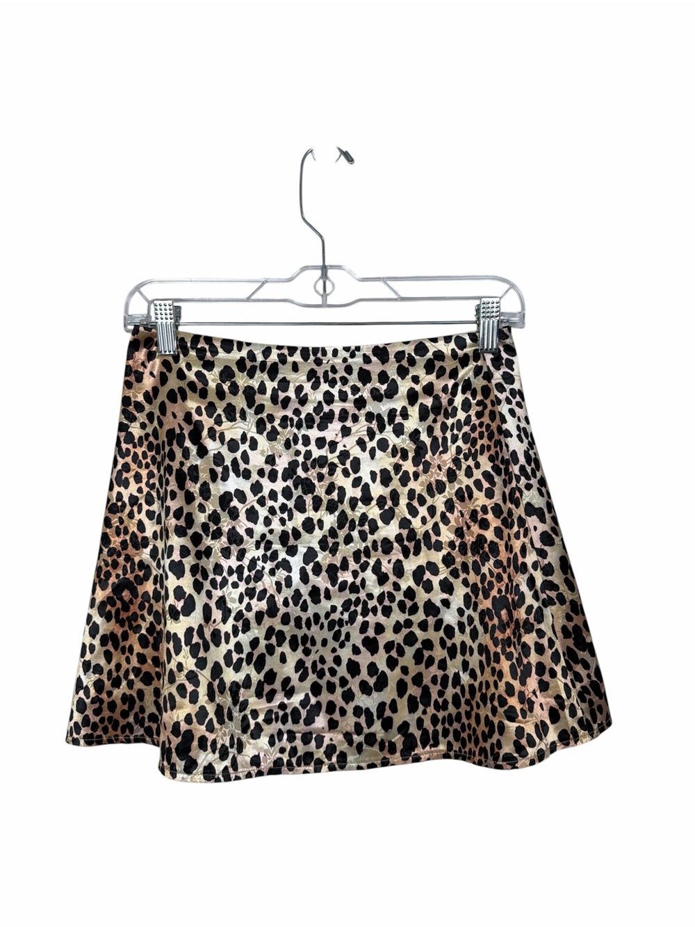 Princess Polly Leopard Print Mini Skirt XXS Satin Y2K Animal Print A-Line Party